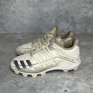 Kids Unisex Adidas Afterburner 6 MD K‎ Cleats 1.5Y G27672 White/Silver